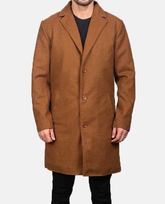 Mens Khaki Single Breasted Wool Coat1136-2-1599287348659